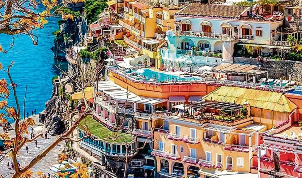 Amalfi coast with its small beaches and colourful houses is a popular holiday destination in Italy Amalfi coast with its small beaches and colourful houses is a popular holiday destination in Italy