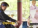 BTS members V, Jungkook, Jimin and Suga from Run BTS episode 145. BTS members V, Jungkook, Jimin and Suga from Run BTS episode 145.