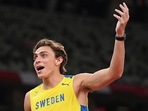 Duplantis of Sweden reacts. 