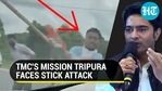Abhishek Banerjee accused BJP workers of attacking his car in Tripura (Twitter) Abhishek Banerjee accused BJP workers of attacking his car in Tripura (Twitter)