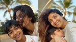Shilpa Shetty’s son Viaan shared pictures with her on Instagram. Shilpa Shetty’s son Viaan shared pictures with her on Instagram.