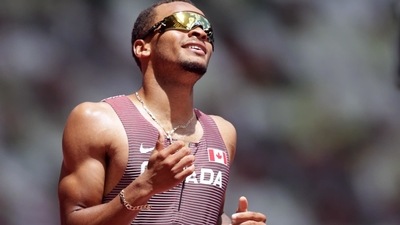 Tokyo 2020 Olympics - Athletics - Men's 200m - Round 1 - Olympic Stadium, Tokyo, Japan - August 3, 2021. Andre De Grasse of Canada reacts after competing in Heat 3 REUTERS/Hannah Mckay (REUTERS)