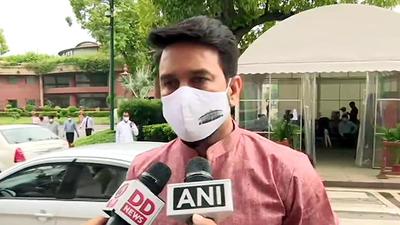 Union minister Anurag Thakur in New Delhi on Monday, August 2. (ANI)