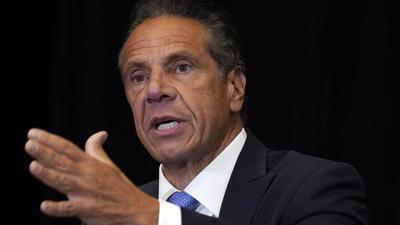 A file photo of New York governor Andrew Cuomo at New York's Yankee Stadium on July 26, 2021. (AP)