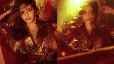 The ensemble is credited to Indian luxury prêt-à-couture brand Nirmooha by Prreeti Jaiin Nainutia, which boasts of blending classic embroideries with modern silhouettes and draws inspiration from the global culture. (Amigos Communications)