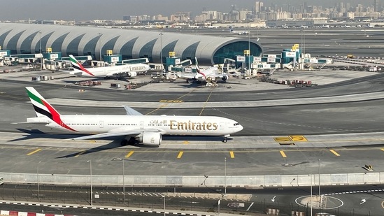 Emirates airliners are seen on the tarmac in a general view of Dubai International Airport in Dubai, UAE.(Reuters)