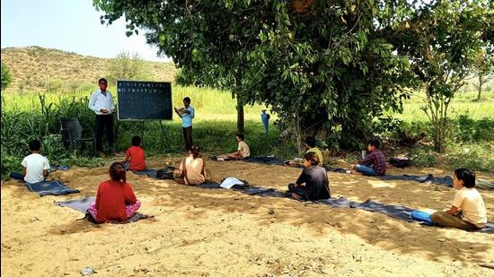 Around 70 students in the school could not study for the last one-and-a-half years, but now are attending the outdoor classes. (Sourced)