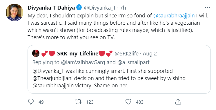 Divyanka Tripathi clarified her comments on Sourabh Raaj Jain in Khatron Ke Khiladi 11.