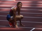 Tokyo 2020 Olympics: Sydney McLaughlin reacts after winning gold and setting a new world record.