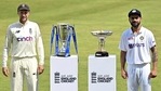 England Skipper Joe Root along with India's Skipper Virat Kohli pose with the trophy ahead of 1st first test match between India and England, at Trent Bridge in Nottingham on Tuesday. (ANI Photo) England Skipper Joe Root along with India's Skipper Virat Kohli pose with the trophy ahead of 1st first test match between India and England, at Trent Bridge in Nottingham on Tuesday. (ANI Photo)