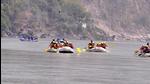 Ganga’s water level in Rishikesh was high with strong currents and the search team found no trace of the missing tourists from Mumbai. (HT Photo)