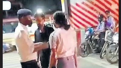 A CCTV grab of the woman and the cab driver (Sourced) A CCTV grab of the woman and the cab driver (Sourced)
