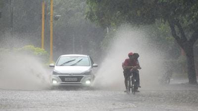 Vehicles making their way through a waterlogged road in Sector 16, Chandigarh, on Wednesday. (Ravi Kumar/HT) Vehicles making their way through a waterlogged road in Sector 16, Chandigarh, on Wednesday. (Ravi Kumar/HT)