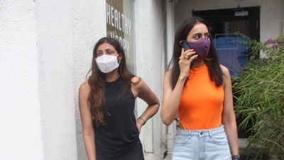 Rakul Preet Singh seen with a friend. Rakul Preet Singh seen with a friend.