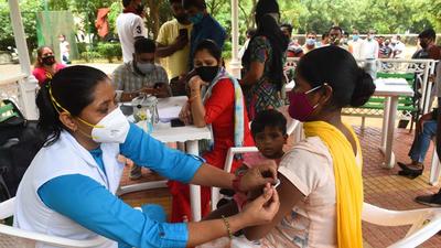 A vaccination camp was organised for domestic helps in DLF Phase-1 on August 4. (Vipin Kumar/HT PHOTO) A vaccination camp was organised for domestic helps in DLF Phase-1 on August 4. (Vipin Kumar/HT PHOTO)