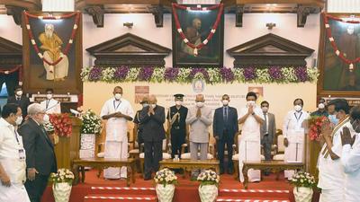 President, Ram Nath Kovind at the commemoration of the 100th year of the Madras Legislative Council in Chennai on Monday. The AIADMK boycotted the event. (ANI) President, Ram Nath Kovind at the commemoration of the 100th year of the Madras Legislative Council in Chennai on Monday. The AIADMK boycotted the event. (ANI)
