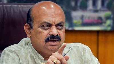 Karnataka chief minister Basavaraj Bommai in a video conferrence with Deputy Commissioners of Karnataka's districts bordering nighbouring states in the wake of surge in number of Covid-19 cases, in Bengaluru. (PTI) Karnataka chief minister Basavaraj Bommai in a video conferrence with Deputy Commissioners of Karnataka's districts bordering nighbouring states in the wake of surge in number of Covid-19 cases, in Bengaluru. (PTI)