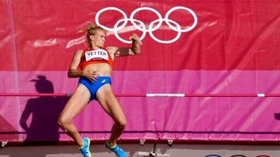 Anouk Vetter, of Netherlands, competes during the women's heptathlon high jump at the 2020 Summer Olympics, Wednesday, Aug. 4, 2021, in Tokyo. (AP Photo/Morry Gash) (AP) Anouk Vetter, of Netherlands, competes during the women's heptathlon high jump at the 2020 Summer Olympics, Wednesday, Aug. 4, 2021, in Tokyo. (AP Photo/Morry Gash) (AP)