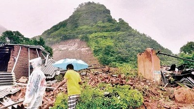 A view of the landslide at Taliye village near Mahad in Maharashtra. (HT File Photo) A view of the landslide at Taliye village near Mahad in Maharashtra. (HT File Photo)
