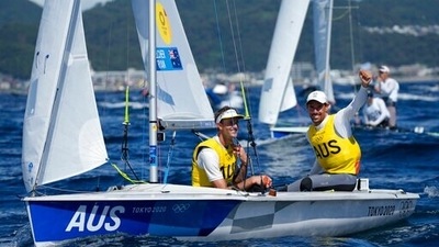 Olympics: Matthew Belcher and Will Ryan win gold for Australia in men's 470 sailing. (AP)