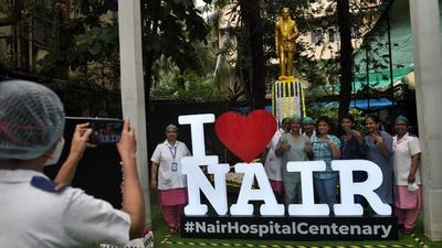 BYL Nair Hospital staff pose for photos with an installation during the centenary celebrations on Wednesday. (Satish Bate/HT PHOTO) BYL Nair Hospital staff pose for photos with an installation during the centenary celebrations on Wednesday. (Satish Bate/HT PHOTO)