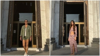 Gauri Khan and Suhana Khan posing in front of Church of Saint Sava. Gauri Khan and Suhana Khan posing in front of Church of Saint Sava.