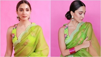 Kiara Advani promotes Shershaah in the most beautiful organza saree worth ₹48k (Instagram/@kiaraaliaadvani) Kiara Advani promotes Shershaah in the most beautiful organza saree worth ₹48k (Instagram/@kiaraaliaadvani)