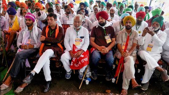 Kisan Sansad being held in Delhi. (PTI) Kisan Sansad being held in Delhi. (PTI)