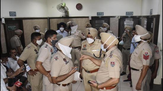 A police team at the private hospital in Amritsar where the firing took place on Tuesday night.