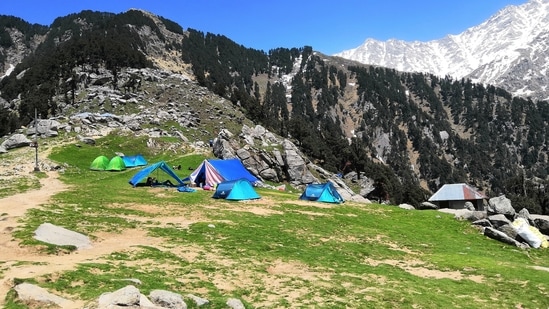 Triund, Himachal Pradesh: This is a small hill station in Kangra district which is at the foot of the Dhauladhar ranges and stands at a height of 2,828 m.(Unsplash)