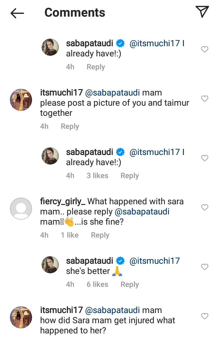 Saba wrote about Sara's injury. Saba wrote about Sara's injury.