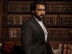 Suriya on the poster for Jai Bhim. Suriya on the poster for Jai Bhim.