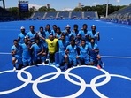 Tokyo 2020 Olympics: Players of India pose for a group photo after winning the match for bronze. 