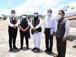 An image shared by Mizoram CM Zoramthanga after the two Assam ministers landed at Lengpui airport. (@ZoramthangaCM) An image shared by Mizoram CM Zoramthanga after the two Assam ministers landed at Lengpui airport. (@ZoramthangaCM)