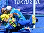 Tokyo: India's Sreejesh and Mandeep hug each other as they celebrate their victory over Germany.