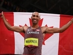 Damian Warner of Team Canada celebrates after winning the gold medal. (Getty Images) Damian Warner of Team Canada celebrates after winning the gold medal. (Getty Images)