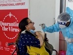 A medic collects swab samples from a passenger coming from outside of India, for the Covid-19 RT PCR test, at Indira Gandhi International airport, in New Delhi.(ANI File Photo) A medic collects swab samples from a passenger coming from outside of India, for the Covid-19 RT PCR test, at Indira Gandhi International airport, in New Delhi.(ANI File Photo)