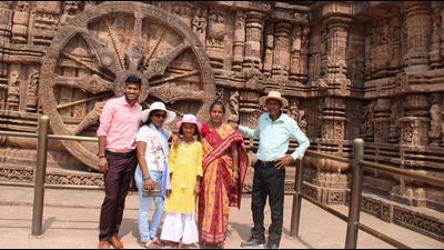 Amit Rohidas with his family at the Konark Sun Temple in Odisha. (HT PHOTO.) Amit Rohidas with his family at the Konark Sun Temple in Odisha. (HT PHOTO.)