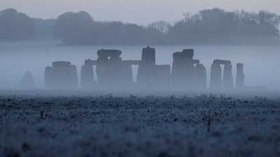 Stonehenge ancient stone circle is seen at dawn, near Amesbury, Wiltshire, Britain. (REUTERS)