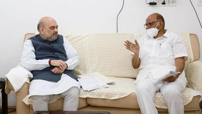 NCP chief Sharad Pawar met Union home minister Amit Shah, in New Delhi on Tuesday. (ANI  File)