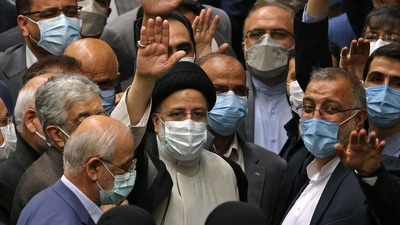 "We hope that Iran seizes the opportunity now to advance diplomatic solutions," Price said. In picture - Iran's newly elected President Ebrahim Raisi (centre) waves as he arrives for his swearing in ceremony at the Iranian parliament in Tehran. (AFP)