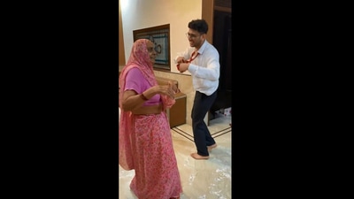The image shows the grandma dancing with her grandson. (Instagram/@ankitjangidd)