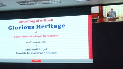 The e-book, which has photographs along with a small description and history of the site, was launched by lieutenant-governor Anil Baijal via video conferencing on Thursday. (Twitter/@OfficialSdmc) The e-book, which has photographs along with a small description and history of the site, was launched by lieutenant-governor Anil Baijal via video conferencing on Thursday. (Twitter/@OfficialSdmc)