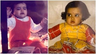 Deepika Padukone all dressed up as a baby. Deepika Padukone all dressed up as a baby.