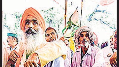 Farmers during their 'Kisan Sansad' at Jantar Mantar in New Delhi on Wednesday. (PTI) Farmers during their 'Kisan Sansad' at Jantar Mantar in New Delhi on Wednesday. (PTI)