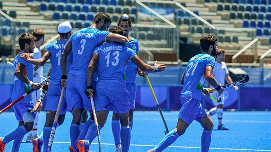 Indian players celebrate.(PTI)