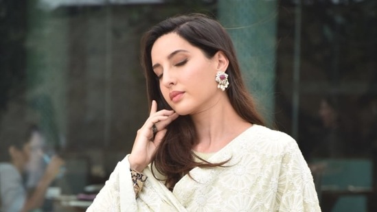 Nora Fatehi seen in a traditional outfit.