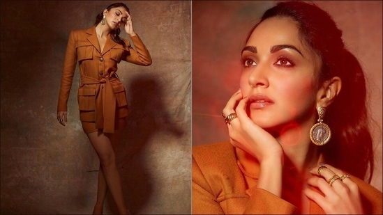 Kiara Advani sizzles in <span class='webrupee'>?</span>28k camel colour co-ord set for Shershaah promotions(Instagram/ekalakhani)