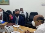 An image shared by British high commissioner Alex Ellis of his meeting with Karnataka CM Basavaraj Bommai. (@AlexWEllis) An image shared by British high commissioner Alex Ellis of his meeting with Karnataka CM Basavaraj Bommai. (@AlexWEllis)