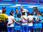 Tokyo: Indian players huddle after losing their women's field hockey bronze medal match against Great Britain, at the 2020 Summer Olympics, in Tokyo, Friday, Aug. 6, 2021. India lost the match 3-4. (PTI Photo/Gurinder Osan) (PTI08_06_2021_000055B)(PTI)